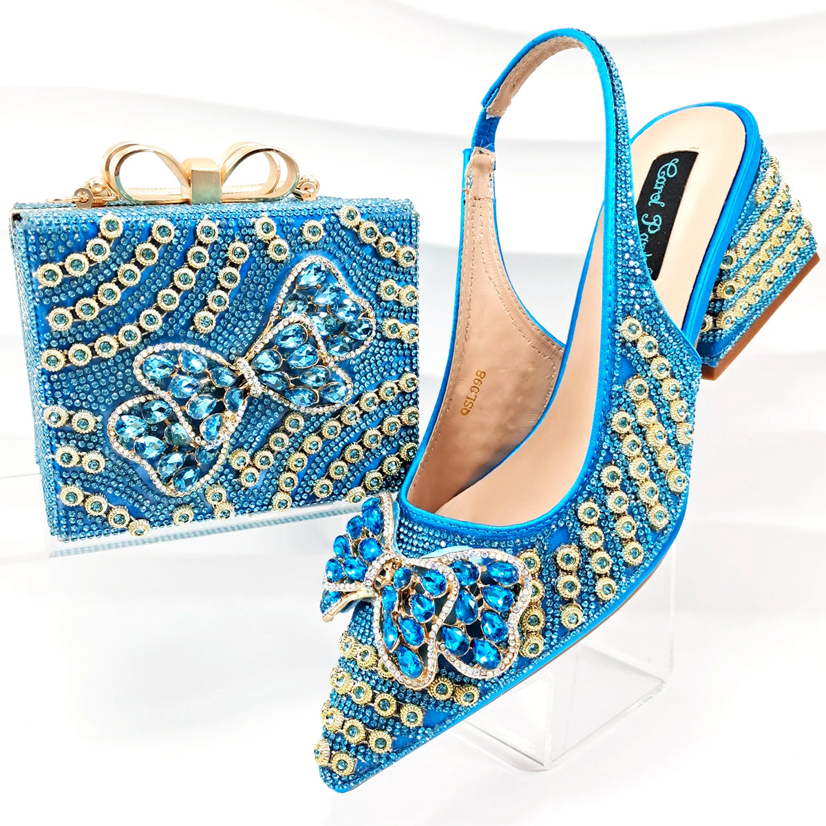 Doershow nice African Shoes And Bag Matching Set With GOLD Hot Selling Women Italian Shoes And Bag Set For WeddingHKK1-17