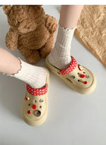 Women Fashion Clogs Indoor Street Slippers Cute DIY Apple Summer Autumn Platform Shoes Soft EVA Female Daily Walking Sandals