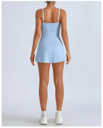 Women's Tennis Dress Summer Sleeveless Pink Contrast Workout Yoga Dresses Build in Shorts Fashion Tight Fitting Skirts Suit