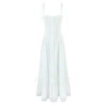 Summer Womens White Dresses Spaghetti Strap New in Long Dress 2025 Beach Casual Midi Party Vestidos Single Breasted Lace Dress