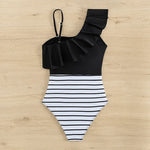 Polka Dot One Piece Swimsuit Ruffle One Shoulder Swimwear Women Swimsuit Bathing Suit Beachwear Monokini Female Swimming Suits