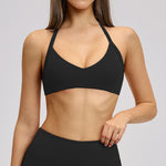 Summer Sports Bra Women Seamless Halter Top Fitness Bra High Support Push-up Open Back Gym wear Running Yoga Workout Underwear