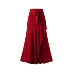 Irregular Ruffle Hem Sexy Skirt For Women Elegant Summer Wrapped Hip Fishtail Skirt High Waistband Solid Color Flowy Skirt