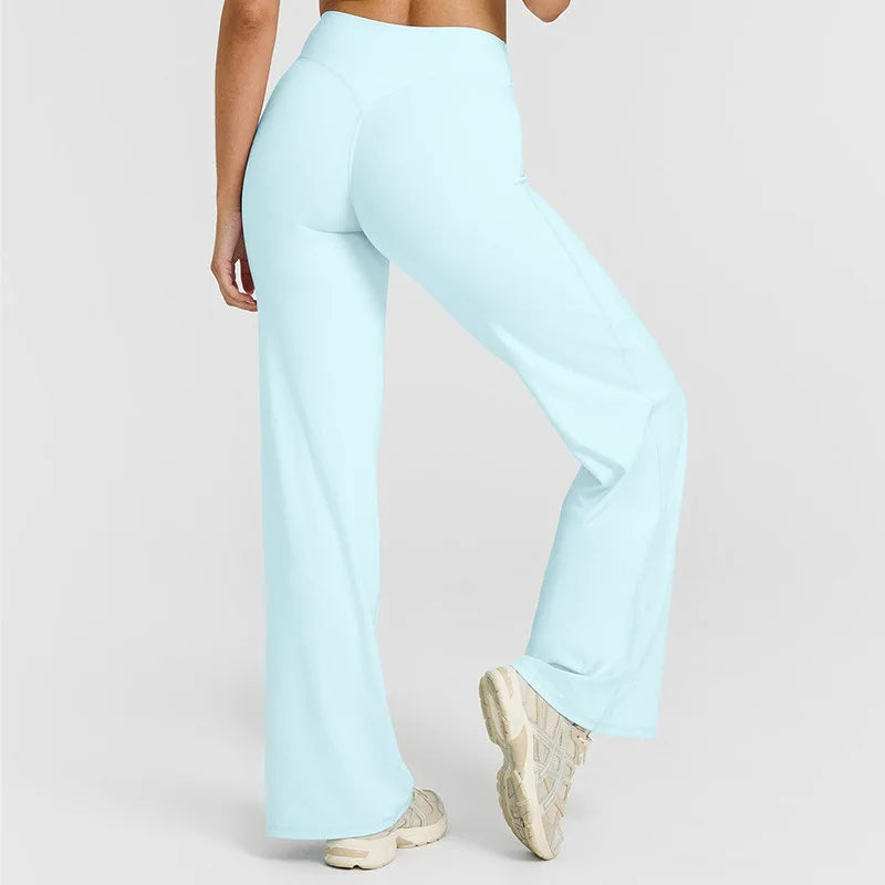 Buttery Soft Cream Yellow Women's Yoga Pants Breathable High Waist Straight-Leg Casual Loose Fit Sports Trousers