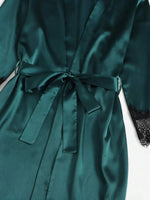 5 Pieces Women's Satin Sleepwear Pajama Set Robe Sexy Lingerie Bathrobe Lace Silk Night Dress Trousers Home Clothed Nightwear PJ