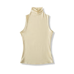 Spring Pure Desire Hot Girl Style Elastic Slim Fit Half High Collar Inner Layer Base Shirt Vest Solid Color Casual Fashion L25M