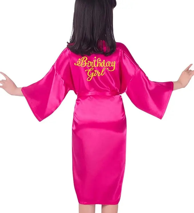 Birthday Squad Birthday Girl Princess Robe Spa Robes for Girls Party Satin Silk Kimono Robes Party Supplies