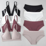 Women Seamless Bra And Panties Set Low Waist Ice Silk Briefs Non-wire Bra Sexy Lingerie Female Push Up Bra Comfort Underwear Set