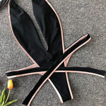 Sexy Bikini 2025 Swimsuit Woman Hollow Out Black Leopard Print Thong Swimwear Front Tie Bathing Suit Backless One Piece Swimsuit