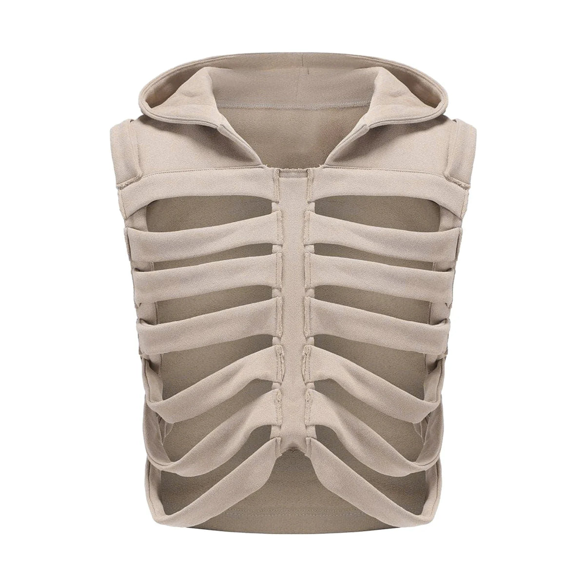 Women Gothic Vest Coat Hollowed Skeletal Gilet Hoodie Sleeveless Hooded Waistcoat Streetwear for Party