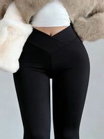 Womens New Spring Autumn Flare Pants V Shaped Cross Waist Wide Leg Trousers Elegant Loose Women Long Sweatpants For Slim Figures