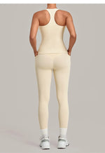 Women's Seamless Yoga Sets Sports Fitness Hip-lifting High Waist Pant Sleeveless Backless Suits Workout Running Leggings Sets