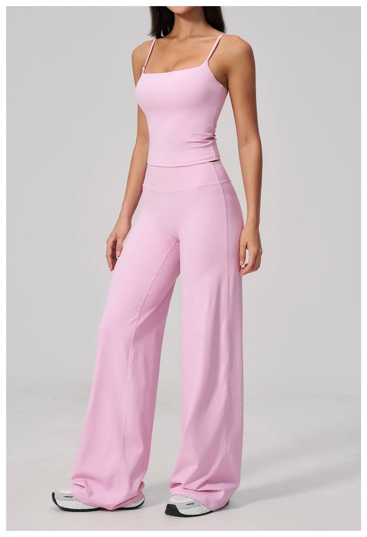 Yoga Suit Gym Fitness Set Hanging Neck Slim Sports Tank Top High Waist Wide Leg Pants Tracksuit Outdoor Running Athletic Wear