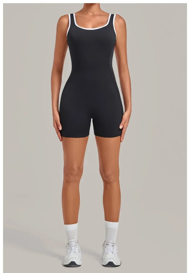 Women's Seamless Yoga Jumpsuits Sports Fitness Gym Sleeveless Backless Hip-lifting Shorts One-piece Training Workout Jumpsuit