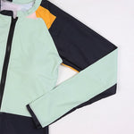 Tengweng Women's Swimwear 2024 Long Sleeved Zipper Round Neck Surfing Suit Color Blocked One-piece High Waisted Women's Swimsuit