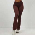 Women's Seamless Yoga Leggings Pants Sports Fitness Peach Hip-lifting High Waist Slimming Dance Training Workout Flared Pants