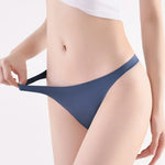4Pcs/Set Ice Silk Bikini Panties Women Sexy Briefs Low Rise Underwear Seamless Underpants Solid Color Ultra-thin Lingerie M-XL