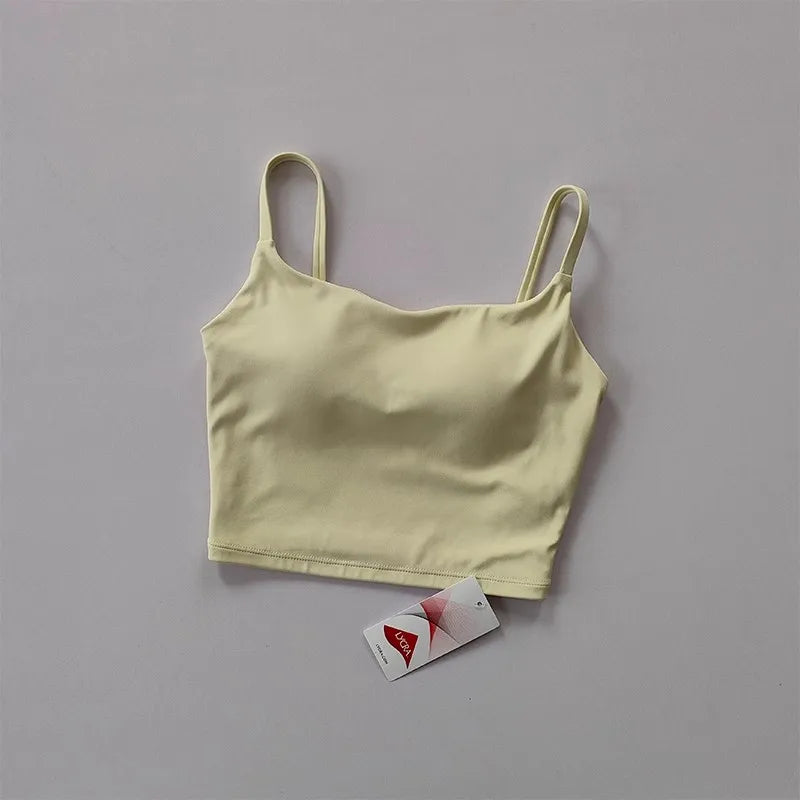 Women's yoga sports bra, small camisole vest integrated fixed gathering sports and fitness bra