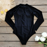 2026 Surfing Sport Swimsuit Long Sleeves Women One Piece SwimsuitSwimwear Solid Monokini Bathing Suit Tropical Bodysuit Female