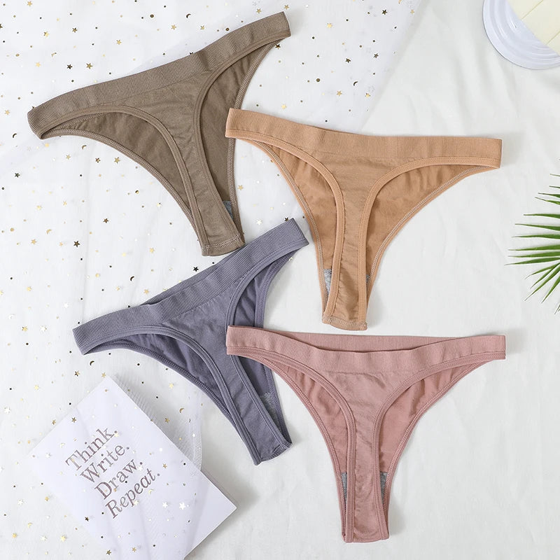 3Pcs/Set Women Brazilian Panties High Rise G-string Thongs Female Underpants Sexy Lingerie Sports Seamless Underwear M-XL T-Back