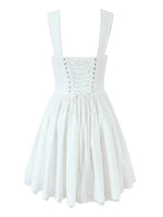 Foridol Bowknot Back Lace Up White Dress Women Sleeveless Lace Decor Summer Short Dress Elegant A-line Party Sundress 2025 New