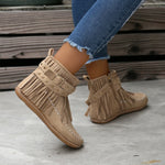 Vintage Women Boots Suede Ankle Boots Fringe Women Shoes Winter Boots Women Side Zipper Casual Shoes Ladies Snow Boot