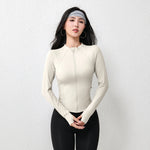 Women Stand Collar Full Zip Slim Fit Sports Jacket Soft Breathable Cropped Yoga Running Daily Workout Outerwear