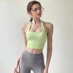 Women's Yoga Sports Bra Sexy Neckband Chest Cushion Beautiful Back Fashionable Pleat Gathering Sports Bra for Fitness