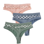 3Pcs/Set Sexy High Rise Panties Women Thongs Comfort G-String Underwear Sexy Lingerie Hollow Bottoms Female Underpants M-L
