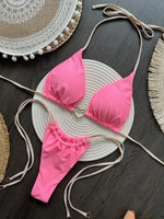 Metal Heart-shaped Halter Mini Micro Thong Bikini Female Swimsuit Women Swimwear Two-pieces Bikini Set Bather Bathing Suit Swim