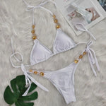 DEKA Sexy Halter Metal Chains Diamond Bikini Set Shiny Rhinestone Bikini Women Swimsuit Female Swimwear Bathing Suit Swim