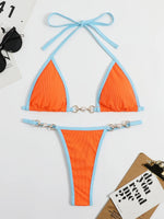 Pearl Thong Bikinis 2025 Women Sexy Triangle Swimsuit Solid Brazil Swimwear Female Padded Bathing Swimming Suit Beachwear Summer