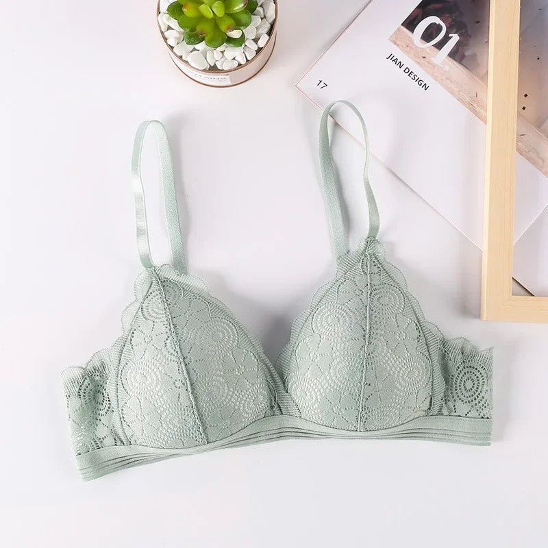 Floral Lace Bras Women Bralette Non-wire Bra Push Up Underwear Back Buckle Brassiere Female Sexy Lingerie