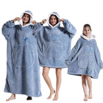 Winter Extra Long Wearable Hoodies Blanket Adult Warm Pullover Sweatshirt Oversized Fleece Hooded Blanket with SleevesRobe