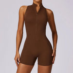 Scrunch Sports Overalls Gym Jumpsuit Women's Fitness Suit Short Sets for Woman Tracksuit Yoga Clothing Zipper Workout Sportswear