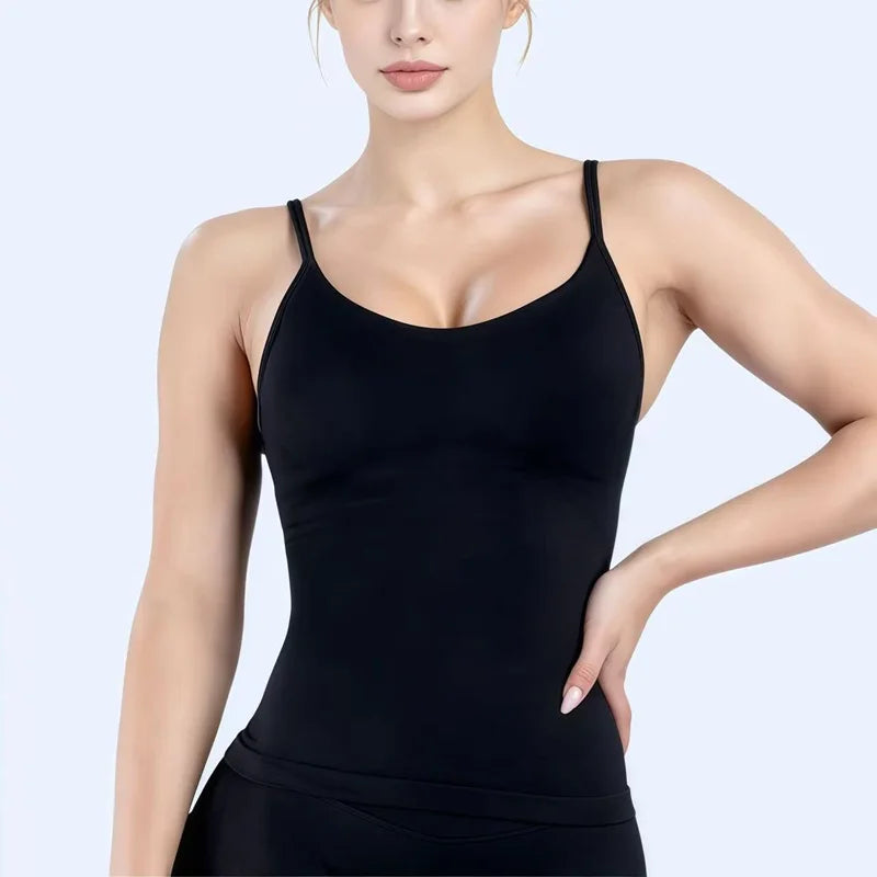 HISTELLO Impact Scoop Neck Top Women Gym Tank Top Sports Yoga Vest Fitness Seamless Open Back Bra Running Workout Sportswear