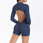 Women's Seamless Yoga Jumpsuits Sports Fitness Zipper Open Beauty Back Hip-lifting One-Piece Running Training Workout Bodysuits