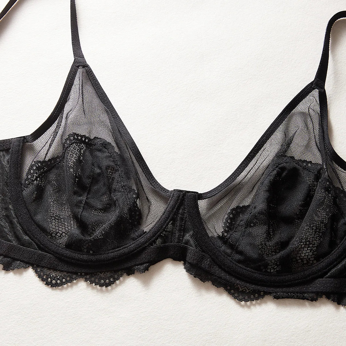 Women's Transparent Bra UltraLace Bra Full Coverage Push Up Plus Size Mermaid Scales Unlined Ultra-Thin Cup Underwear