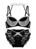 Anime Maid Lace Bra Set S-XL Christmas Neck Tie Wireless Push UpSmall Chest Anti Sagging Pure Kawaii Braletteセクシー Underwire