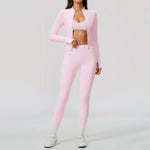 Yoga Set 3PCS Women's Tracksuit Workout Outfit Zipper Fitness Long Sleeved Sportswear Gym Clothes Female Sports Bra Yoga Clothes