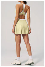Naked Women's Tennis Dresses for Women Breathable Back Hollowed Out Sleeveless Mini Dress Built in Shorts Tight Sports Skirt