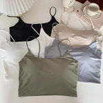 Ice Silk Top Women Tank Tops Seamless Underwear Nonwire Bralette Backless Bra Removable Pads Sexy Lingerie Female Camisole