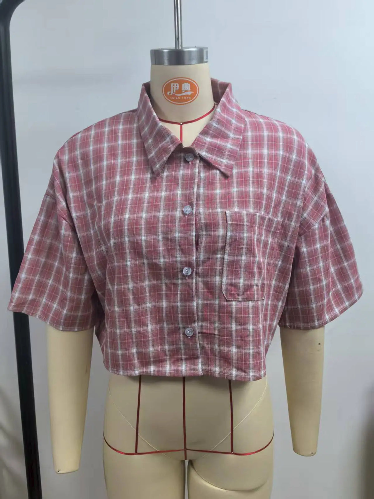 Casual Shirts Shirts & Blouses Women's Clothing Simple Style Street Personality Contrast Lattice Quarter Sleeves Fashion Trendy