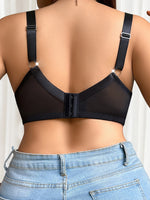 Plus Size sexy fashion Lingerie wire-free Front Closure Full Bust Support Bra black Large underwear sizes 1XL-5XL MR3527