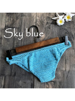 S - XL 9 Colors Crochet Knitted Bikini Bottom Swim Brief Women Swimwear Female Bather Brazilian Tanga Panties Underwear V4195