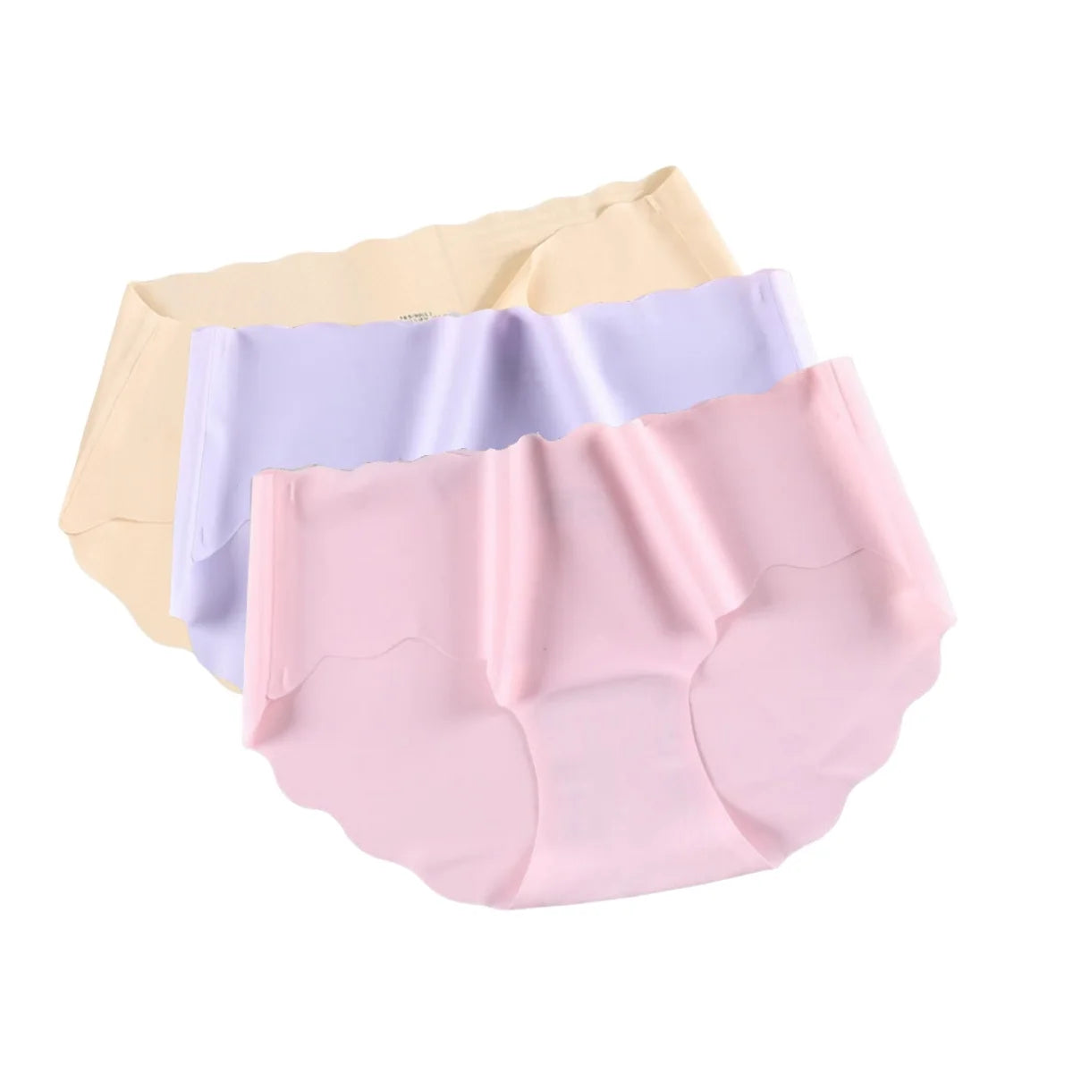 3Pcs/Set Seamless Ice Silk Panties Women Low Waist Briefs Female Underpants Invisible Underwear Sexy Lingerie M-XL Intimates