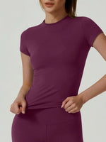 Women Yoga Tops Breathable Stretch Sports Shirt Slim Fit Workout Gym Running Fitness Athletic Blouse
