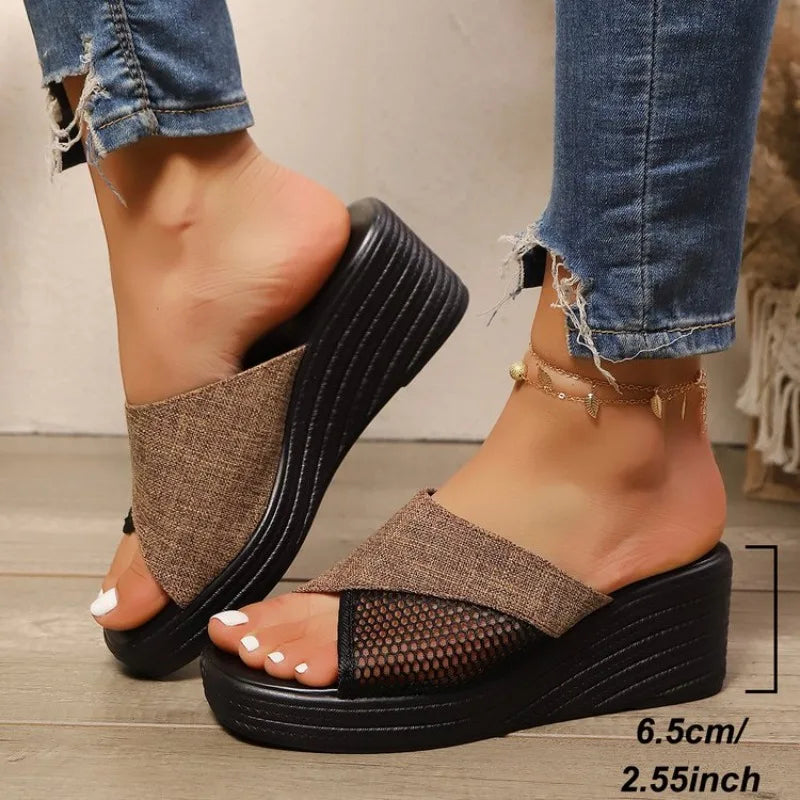 with Heel Large Size Fashion Womens Shoes 2026 Beige Heeled Sandals Thick Big Luxury Black Girls Summer Clear Wedge Slippers