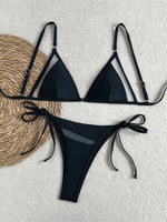 Sexy Mesh Sheer Bikini Female Swimsuit Women Swimwear High Leg Cut Strappy Bather Bathing Suit Swim Two-pieces Bikini set K8070