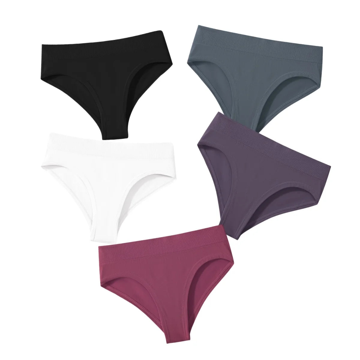 5Pcs/Set High Rise Women Panties Briefs Female Underpants Solid Color Seamless Underwear S-XXXL Sexy Lingerie Intimates